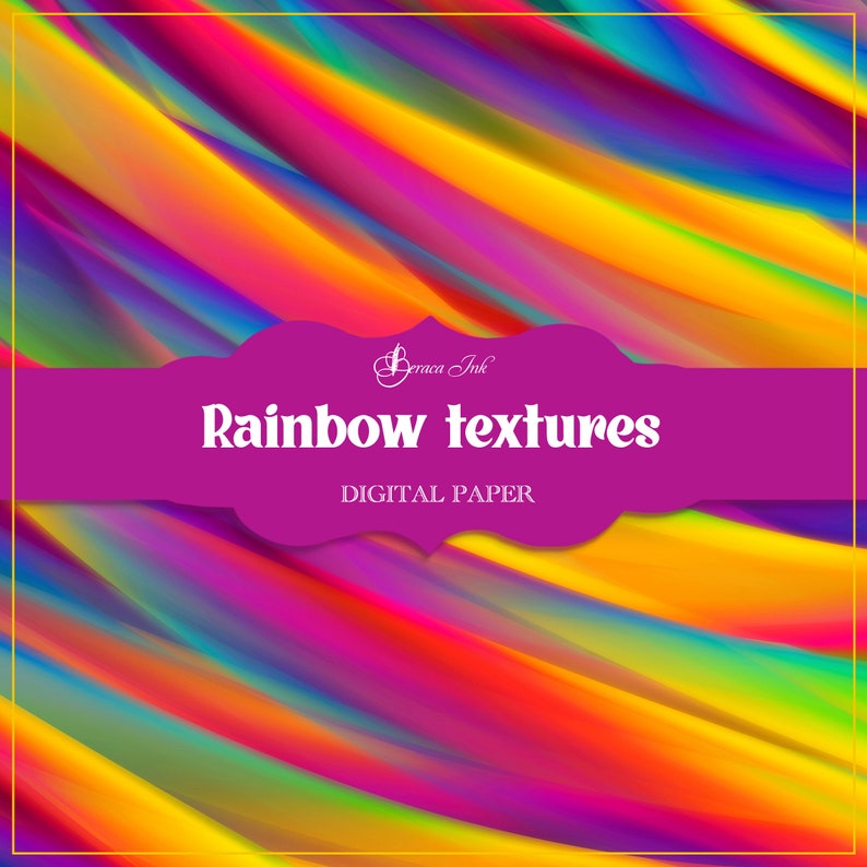 Rainbow Textures Digital Paper Watercolour Rainbow Colorful Etsy