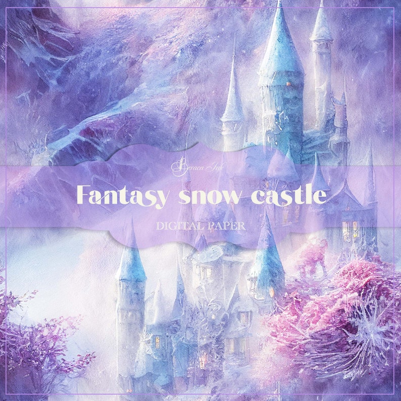 Fantasy Castle Digital Paper, Seamless Pattern, Winter Scrapbook ...