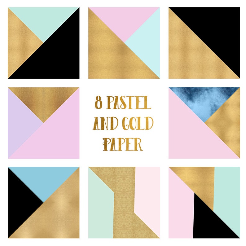 Pastel Gold Digital Paper Gold Paper Pastel Paper Pastel Etsy