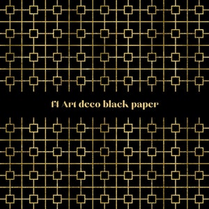 May include: A black background with a gold Art Deco geometric pattern. The text "f2 Art deco black paper" is in the center of the image.