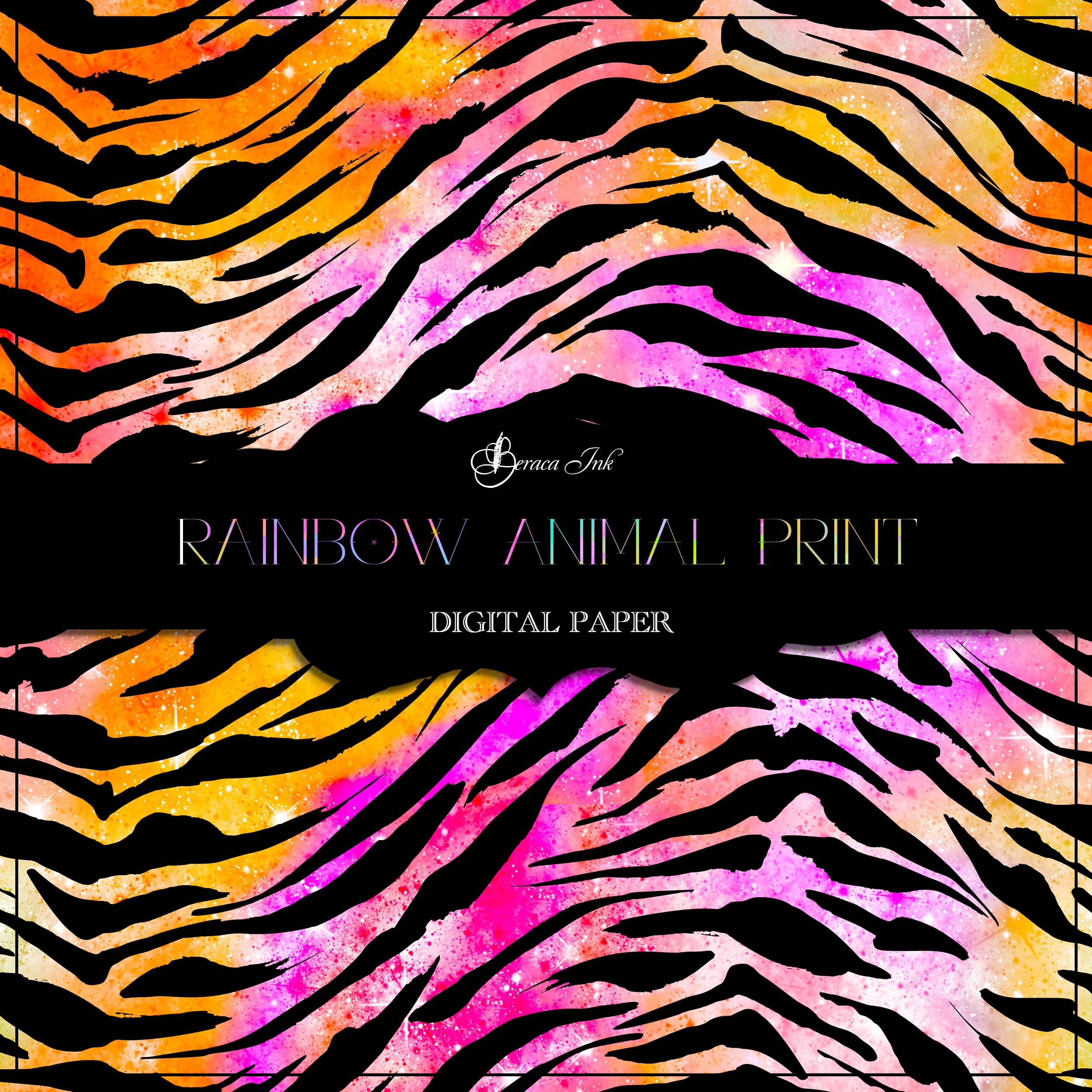 Rainbow Animal Print Digital Paper, Seamless Pattern, Leopard