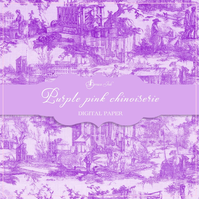 Purple pink chinoiserie digital paper, asian pattern, Chinese wallpaper, geisha paper, Japanese backdrop, fabric pattern, floral scrapbook image 6