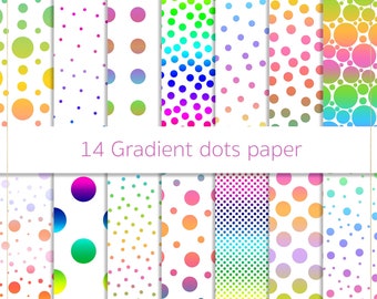 Gradient dots digital paper, polka dots paper, colorful confetti paper, rainbow dots paper, dots background, confetti backdrop, wallpaper