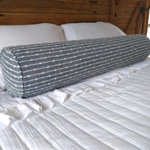 Blue Striped Bolster Pillow for Bed, Custom Size and Fabrics, Bolster Cushion, Bedroom Decor, Bolster Pillow Cover