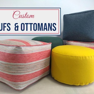 Pouf Ottoman COVER, Ottoman, Pouf, Custom, Footrest, Moroccan, Round, Square, Rectangle, Leather, Pouffe, Boho, Floor Pillow, Natural