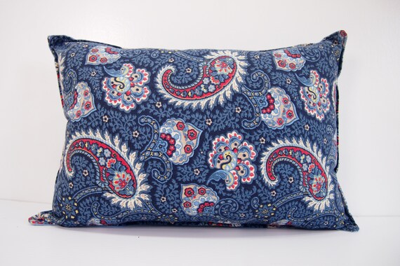 Blue Paisley Print Lumbar Pillow Blue Striped Throw Pillow Etsy