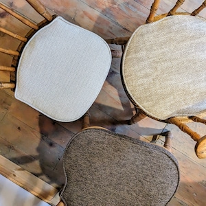Custom Chair Cushion with Piping 1&quot; Foam, Stain Resistant Fabric and Non-Slip Bottom - Seat Pad Tailored to Fit Irregular Shaped Chairs
