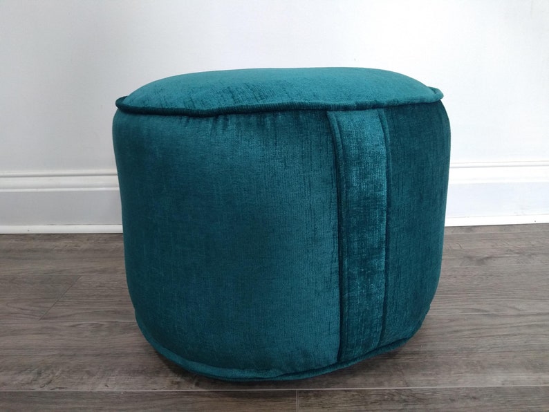 Pouf Ottoman Turquoise/teal Round Pouf Floor Seating Etsy