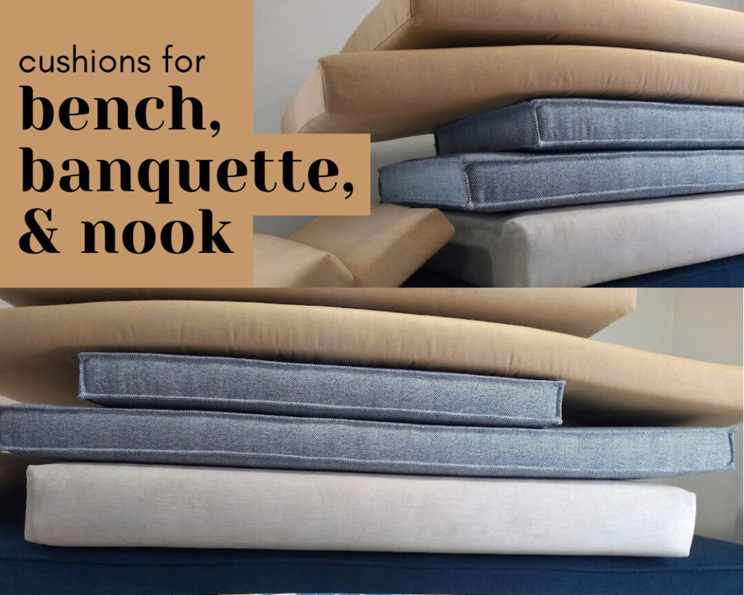 Custom Bench Cushion Cushions for Nook, Banquette Seating, Window Seat