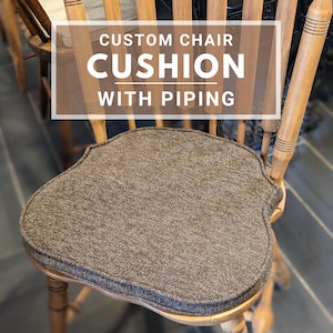 Custom Chair Cushion with Piping and Non-Slip Bottom and Stain Resistant Fabric