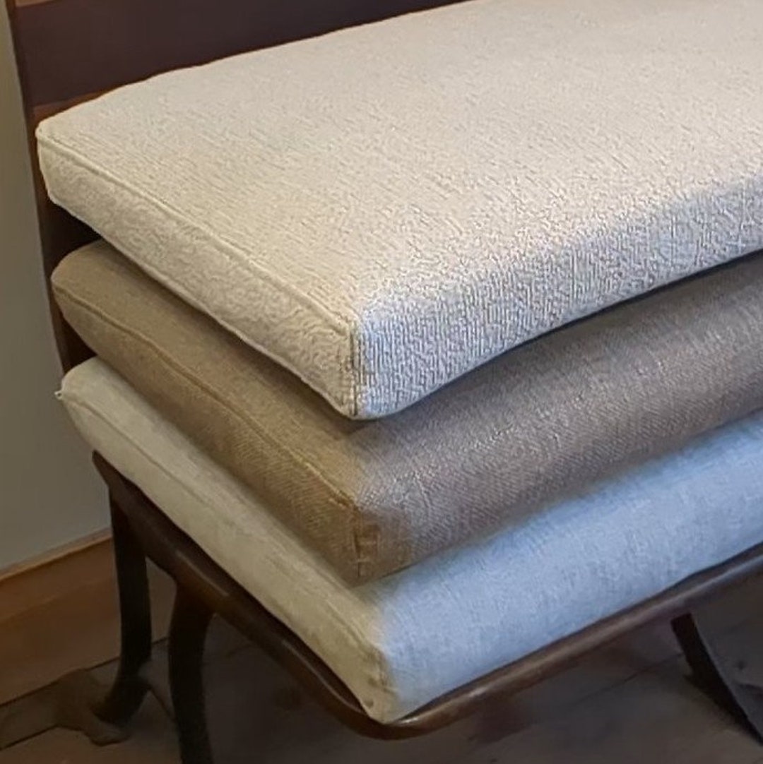 Custom Bench Seat Cushion in Neutral Stain Resistant Fabrics for Indoors With 3 Foam Cushion ...