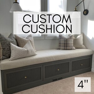 Custom Cushion 4 Thick Bench, Indoors, Stain Resistant Fabric, Window Seat, Banquette, Mudroom, Ikea Kallax, Nook, Crypton image 1