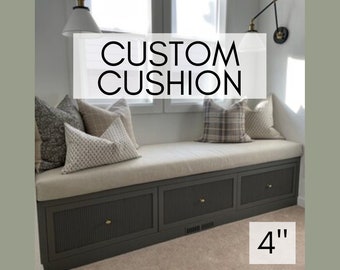 Custom Cushion 4" Thick - Bench, Indoors, Stain Resistant Fabric, Window Seat, Banquette, Mudroom, Ikea Kallax, Nook, Crypton