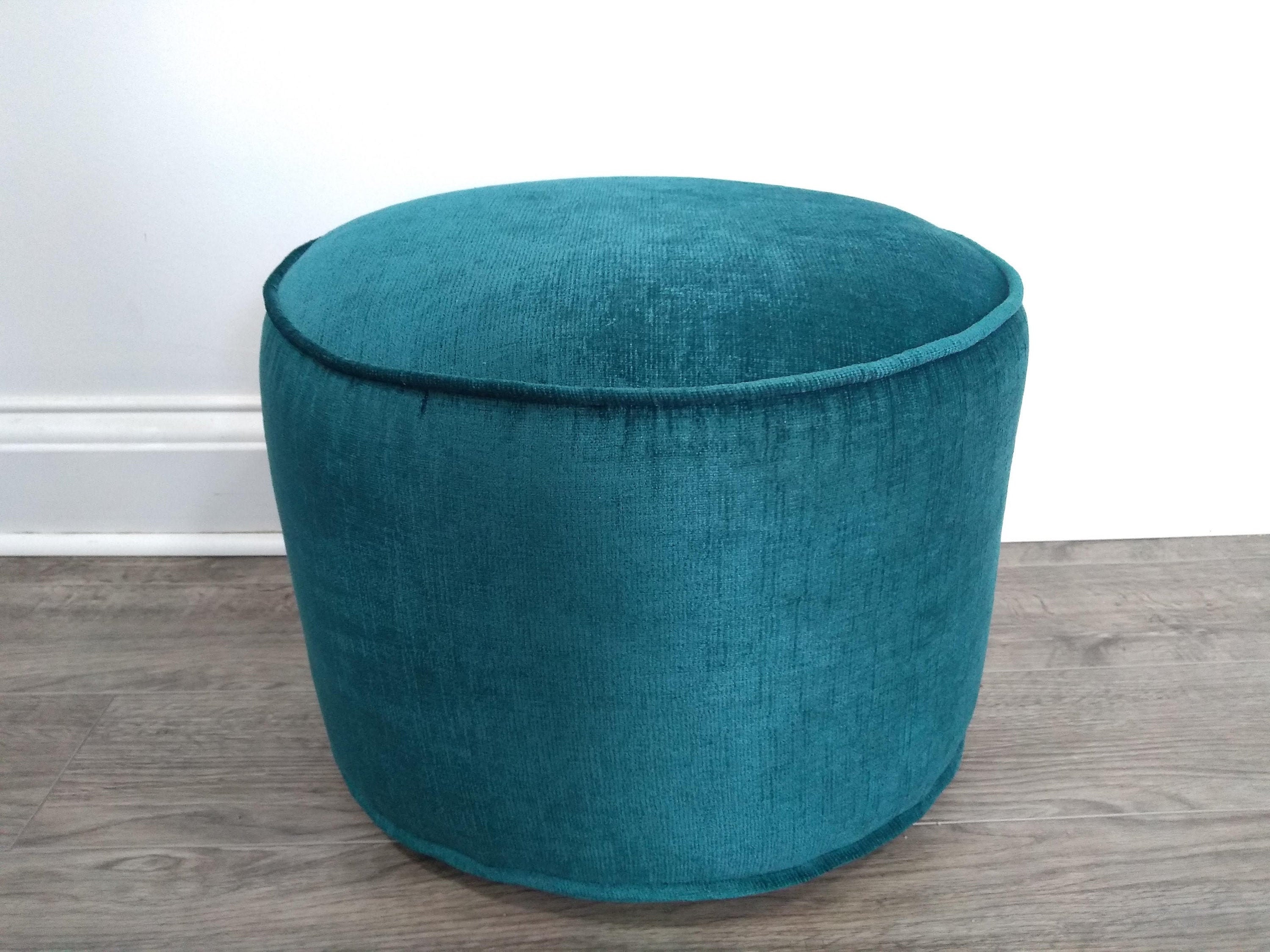 Pouf Ottoman Turquoise/teal Round Pouf Floor Seating Etsy