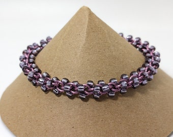 Pulsera JPL3 con cuentas sutiles moradas - Aluminio anodizado - Vidrio - Clásico - Unisex