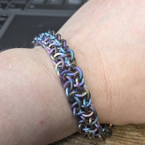 Vipera Berus Weave - Anodized Titanium Bracelet - Square Wire - Chunky - Unisex - Lightweight - Rainbow