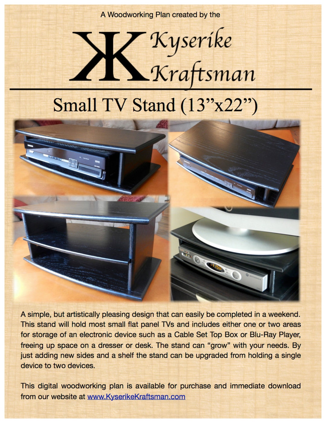 Small TV Stand Woodworking Plan Etsy
