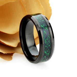 Tungsten Ring, Men&#39;s Tungsten Wedding Band, Men&#39;s Black Wedding Band, Black Tungsten Ring, Tungsten Band, Anniversary Ring, 8mm Celtic Ring