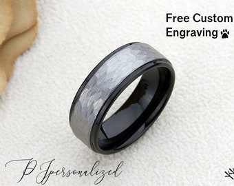 Tungsten Ring, Men's Tungsten Wedding Band, Men's Black Wedding Band, Black Tungsten Ring, Anniversary Ring, 8mm Gunmetal Tungsten Band Ring