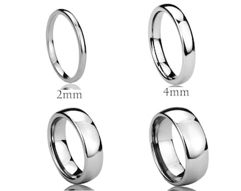 Bague en tungstène, alliance 2mm 4mm 6mm 8mm, bague en tungstène pour hommes, bague en tungstène pour femmes, bague de promesse en tungstène, alliance en dôme classique.