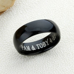 Tungsten Ring, Men&#39;s Tungsten Wedding Band, Men&#39;s Black Wedding Band, Black Tungsten Ring, Tungsten Band, Anniversary Ring, 8mm Ring