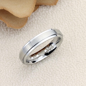 Stainless Steel Wedding Band Women, 4mm/6mm Matte Center Classy, Stainless steel Promise Ring Women, Stainless Steel Band Ring
