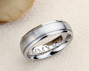 Tungsten Ring, Women&#39;s Tungsten Wedding Band, Women&#39;s Tungsten Ring Band, Anniversary Ring, Personalized Ring, 6mm Brushed Dome Ring