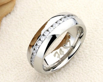 CZ Eternity roestvrijstalen trouwring - 7 mm beloftering