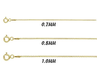 MAJU Designers 24K Gold Plated Stainless Steel Box Chain Necklace 1.2mm, 14-36