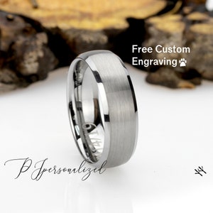 Tungsten Ring, Men&#39;s Tungsten Wedding Band, Men&#39;s Tungsten Ring, Tungsten Band, Anniversary Ring, Personalized Ring, 8mm Brushed Ring