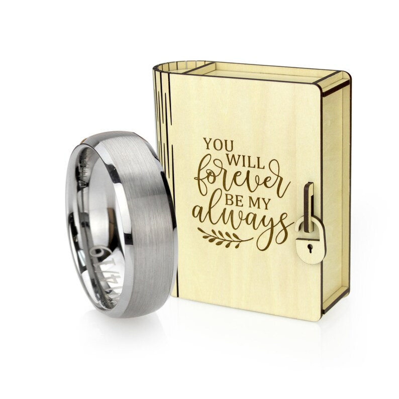 Father Gift Graduation Gift Mother Gift Personalized Wood Box Men Gift Valentine/'s Day Gift 8mm Mens Tungsten Ring Anniversary Gift