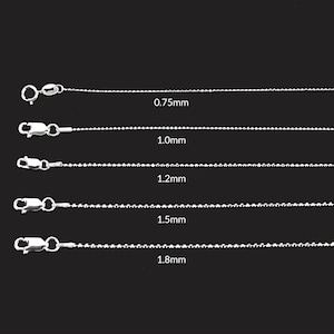 Sterling Silver Chain Necklace For Women, Diamond Cut Bead Ball Chain, 925 Silver Chain Bracelet/Necklace, 0.75mm - 1.8mm Made In Italy