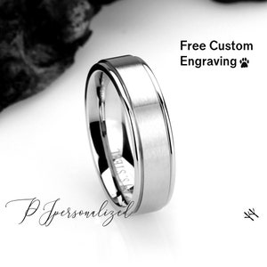 Stainless Steel Wedding Band Women, 6mm Matte Center Classy, Stainless steel Promise Ring Women & Men, Stainless Steel Band Ring