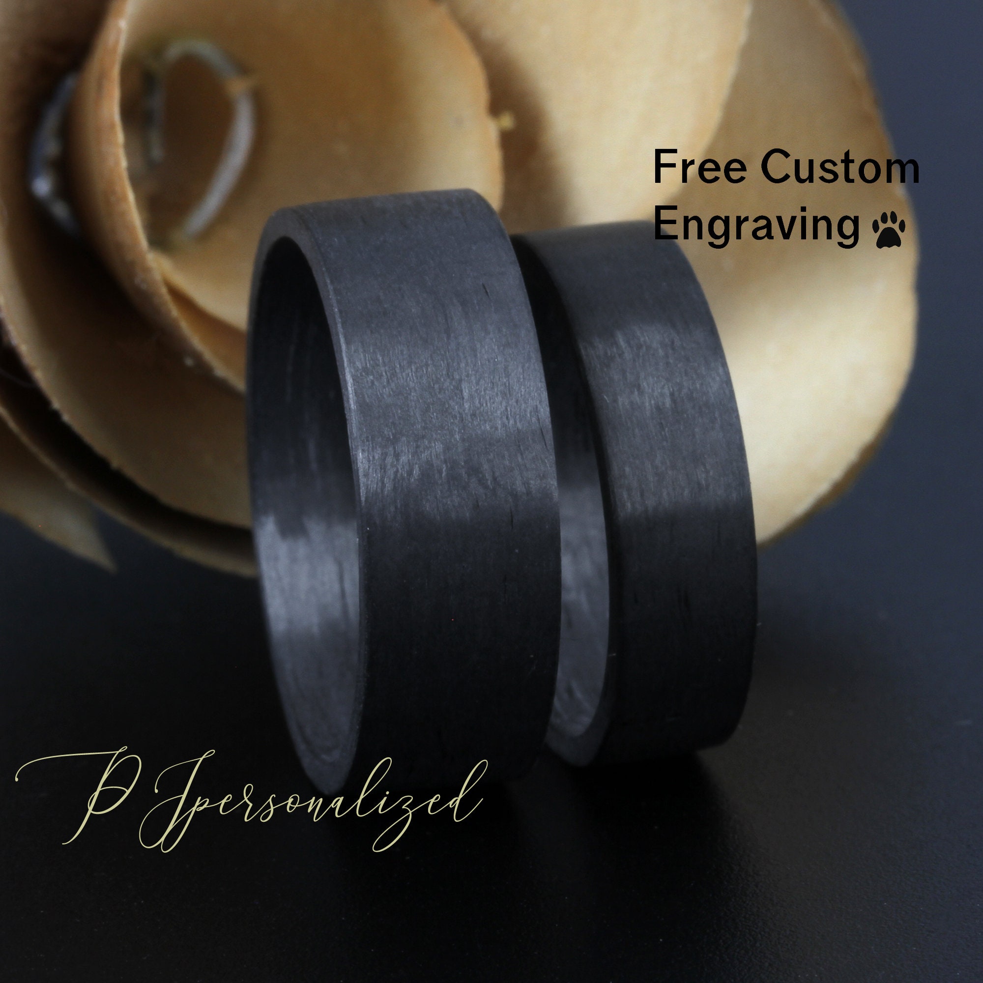 NFC Smart Ring Rounded Carbon Fiber. Black Matte Wedding Band. Engagement  Ring for Him. 04906_8N 