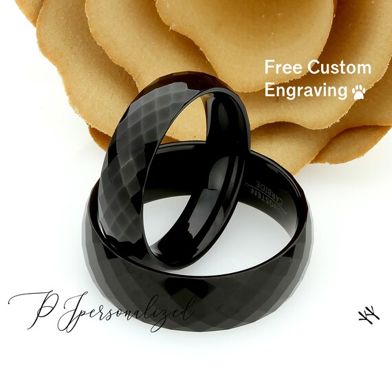 Fedi Nuziali In Tungsteno Nero Con Inserto Blu 4mm E 8mm - TUNGSTORY Anelli Bombati Per Lui E Lei, Taglia 29.5, Comfort Fit - 4