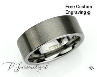 8mm Tungsten Wedding Band Men Pipe Cut, Brushed Tungsten Ring For Men, Tungsten Promise Ring For Men Mens Tungsten Wedding Band Ring