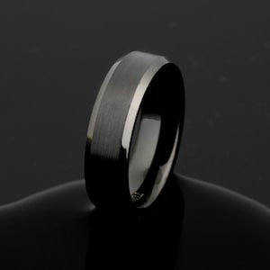 Gebürsteter schwarzer Wolframring: 6 mm Damen Ehering