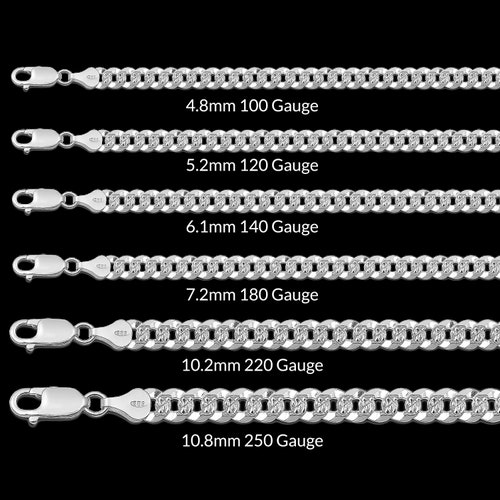 Sterling Silver Chain Necklace PAVE FLAT CURB 925 Silver Etsy