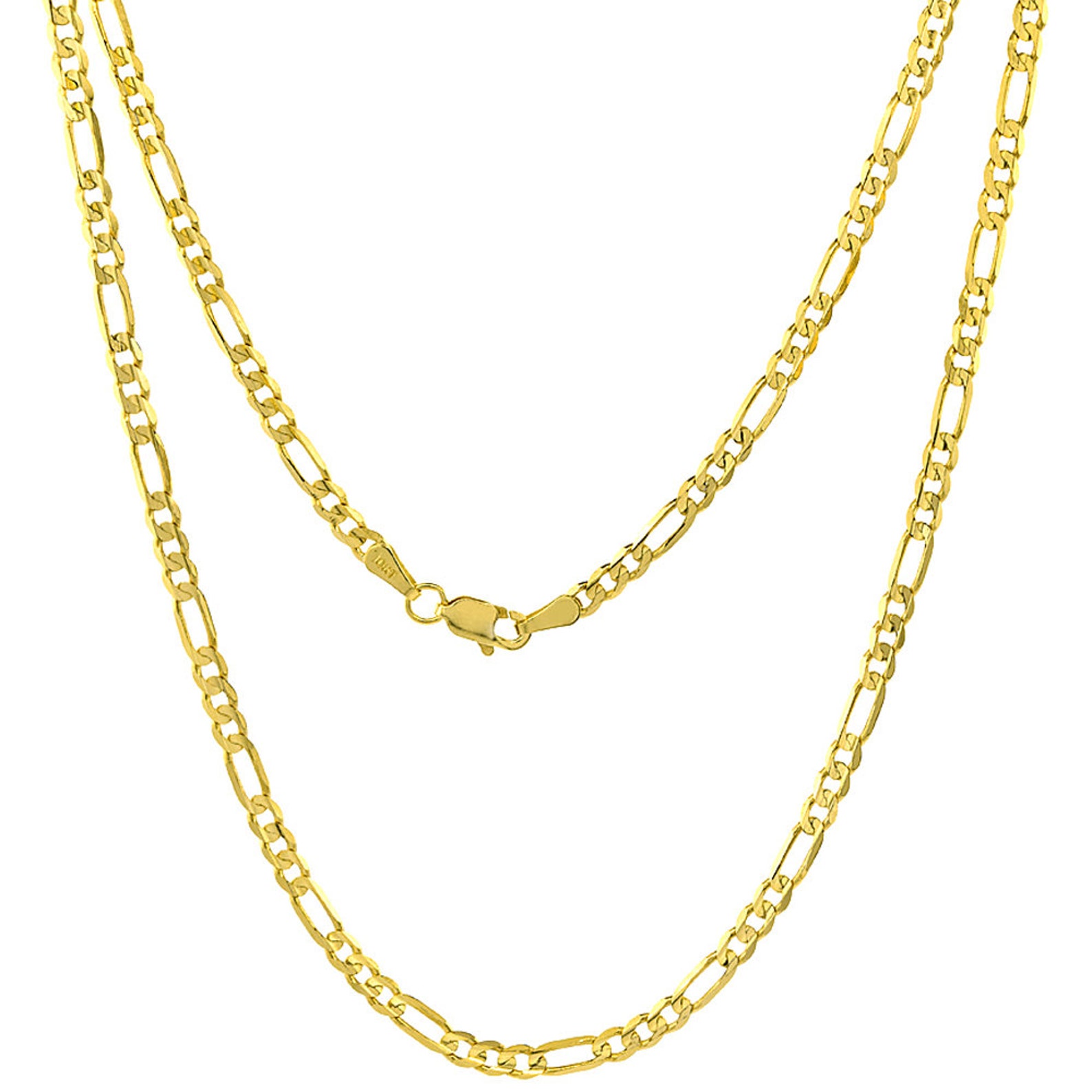 Real Solid 10K Gold Chain Necklace Men Yellow Gold FIGARO Etsy