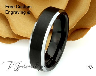 Tungsten Ring, Men's Tungsten Wedding Band, Men's Black Wedding Band, Black Tungsten Ring, Tungsten Band, Anniversary Ring, 6mm Brushed Ring
