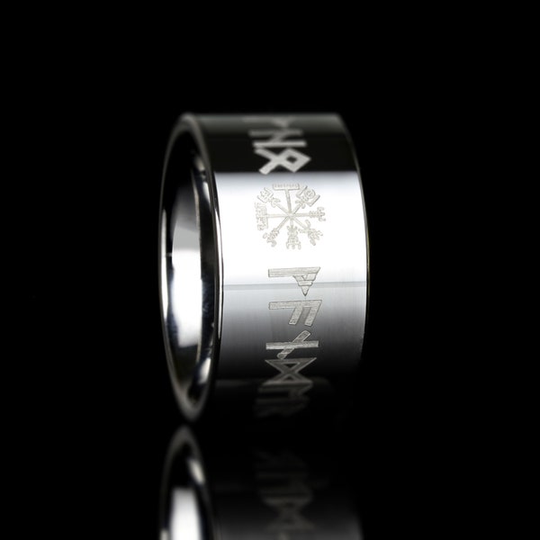 Tungsten Ring, Men's Tungsten Wedding Band, Men's Tungsten Ring, Tungsten Band, Anniversary Ring, Personalized Ring, 9mm/12mm Viking Runes