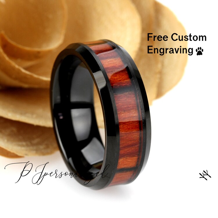 About 35 days 8mm Tungsten Wedding Band Men Black