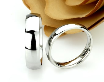 Für Sie und Ihn Edelstahl Ehering Set, 6mm, 4mm, klassischer gewölbter Ring, Edelstahl Versprechen Ring Set, Stahl Ring für Paare