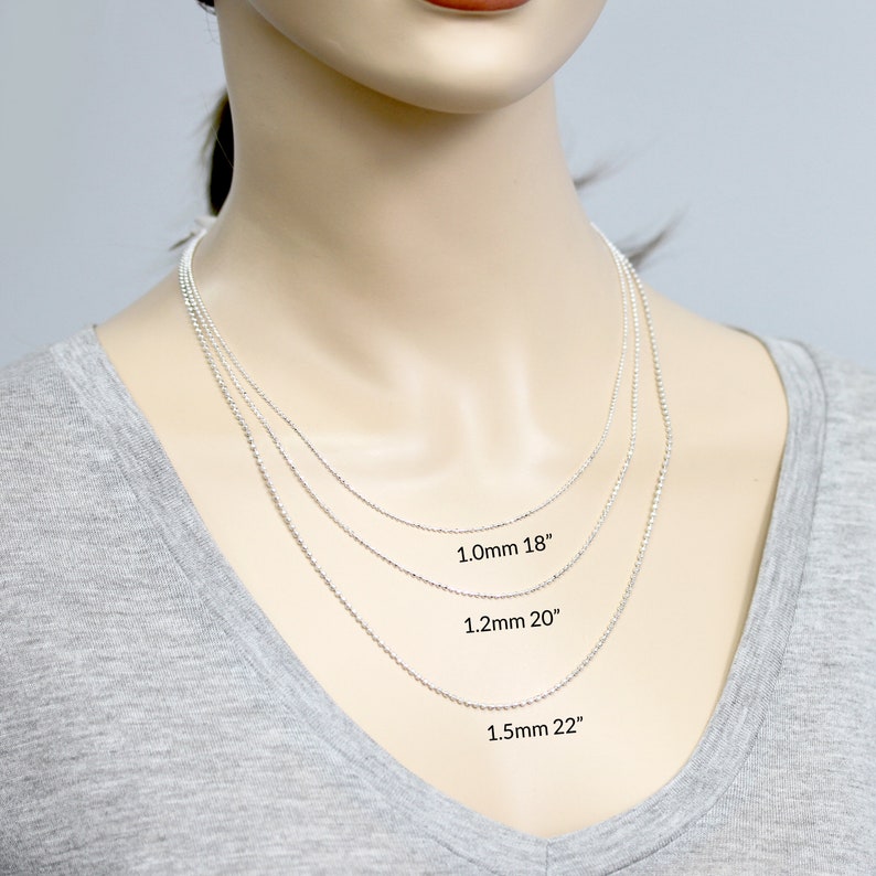 Sterling Silver Chain Necklace for Women Diamond Cut Bead Etsy