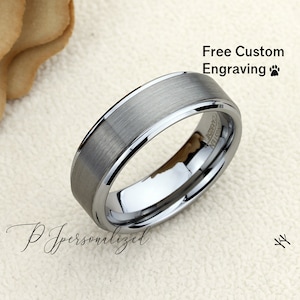Tungsten Ring, Men&#39;s Tungsten Wedding Band, Men&#39;s Tungsten Ring, Tungsten Band, Anniversary Ring, Personalized Ring, 8mm Brushed Ring