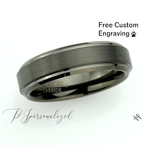 6 mm Gunmetal Wolfram Ehering Männer gebürstet, Wolfram Ring für Männer, Wolfram Versprechen Ring für Männer Herren Wolfram Ehering
