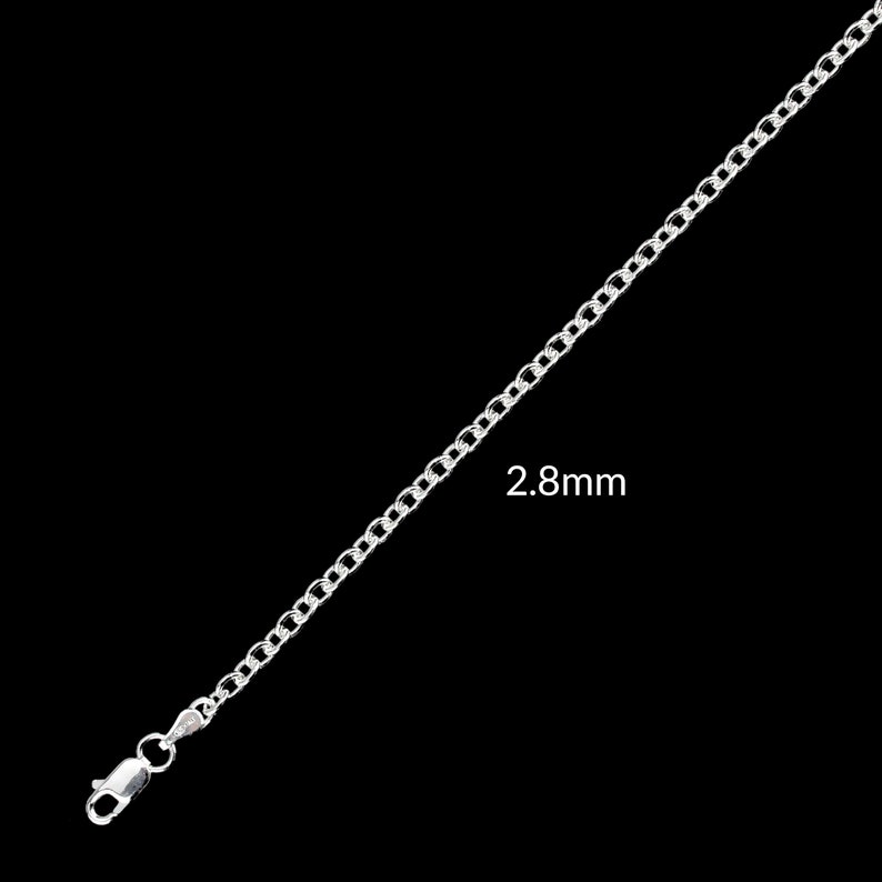 Pu&ograve; includere: Una collana a catena d'argento con chiusura a moschettone. La catena &egrave; larga 2,8 mm.