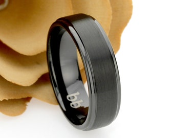 8mm Matte Black Tungsten Ring: Men's Wedding Band, Promise Ring, 8mm Engagement Ring, Anniversary Ring