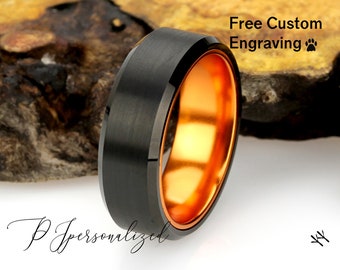 Tungsten Ring, Men's Tungsten Wedding Band, Men's Blue Wedding Band, Blue Tungsten Ring, Tungsten Band, Anniversary Ring, Aluminum Sleeve