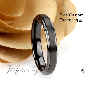 4mm Gunmetal Tungsten Wedding Band Women Brushed, Tungsten Ring For Men, Tungsten Promise Ring For Women, Tungsten Wedding Band Ring